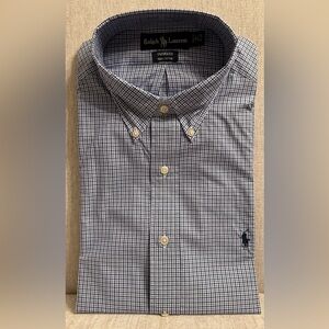 Ralph Lauren Men's Navy and White Micro-Check Button-Down Shirt